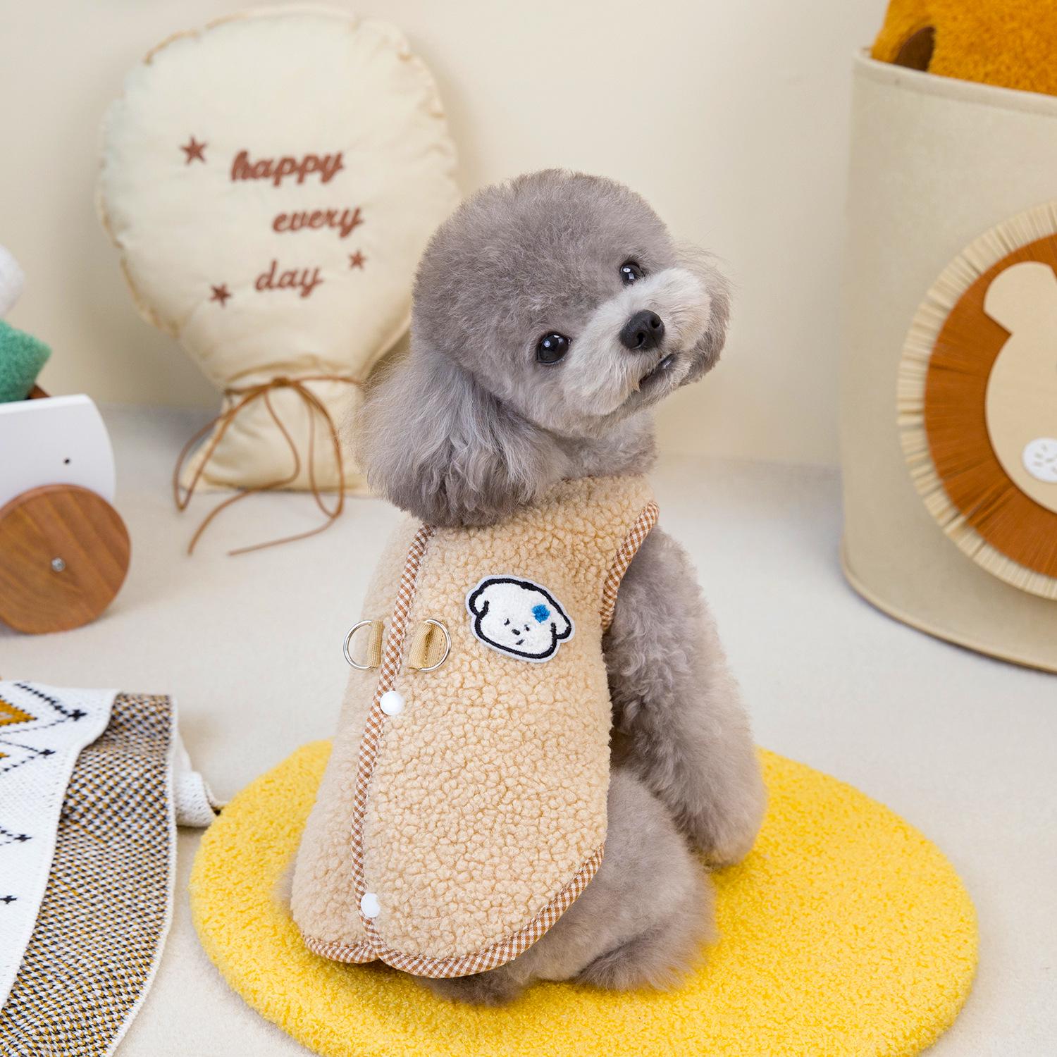 

Осенне-зимний жилет из овечьего бархата для собак и кошек с застежкой на спине для тедди и бишонов XXL