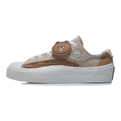 Li Ning Line Friends X Vulc Low Classique Décontracté Antidérapant Léger Durable Absorption des Chocs Baskets Basses de Skate pour Femmes AGCR280-1