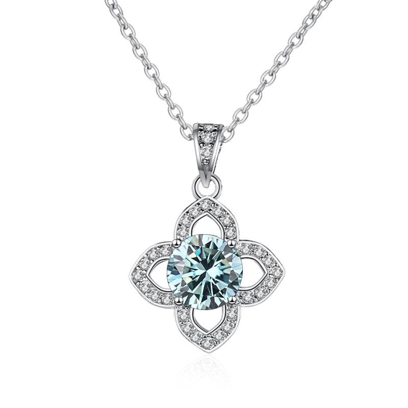 Bague Ringen 1ct VVS D Color Moissanite Pendant Necklace Women's 925 Sterling Silver Lucky Clavicle Chain Valentine's Day Gift