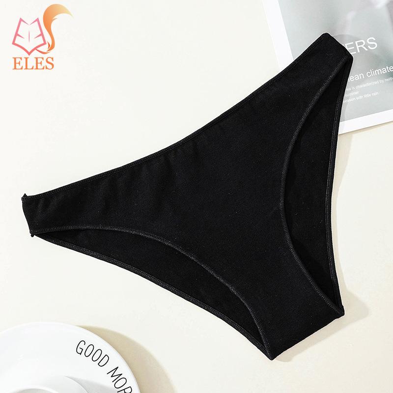 Dam Bikiniunderkläder i ren bomull Låg midja sömlösa byxor Bekväma underkläder som andas