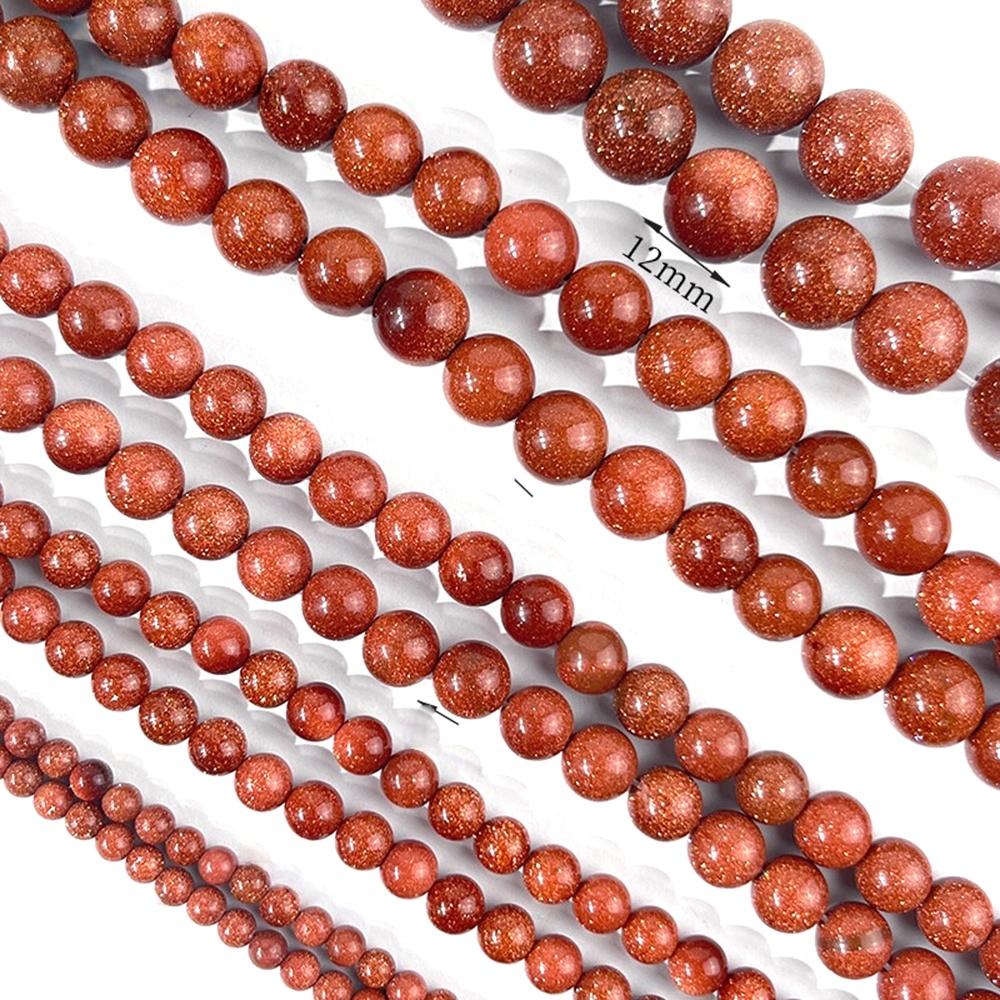 Gold SandStone Round Natural Stone Beads 15"Strand Smooth Loose Spacer Beads 4/6/8/10/12mm for Jewelry Making DIY Bracelets Accessories