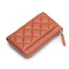 Genuine Leather Women's Change Purse Fashionable Style Rhomboid Plaid Short Wallet Multi-card Card Bag