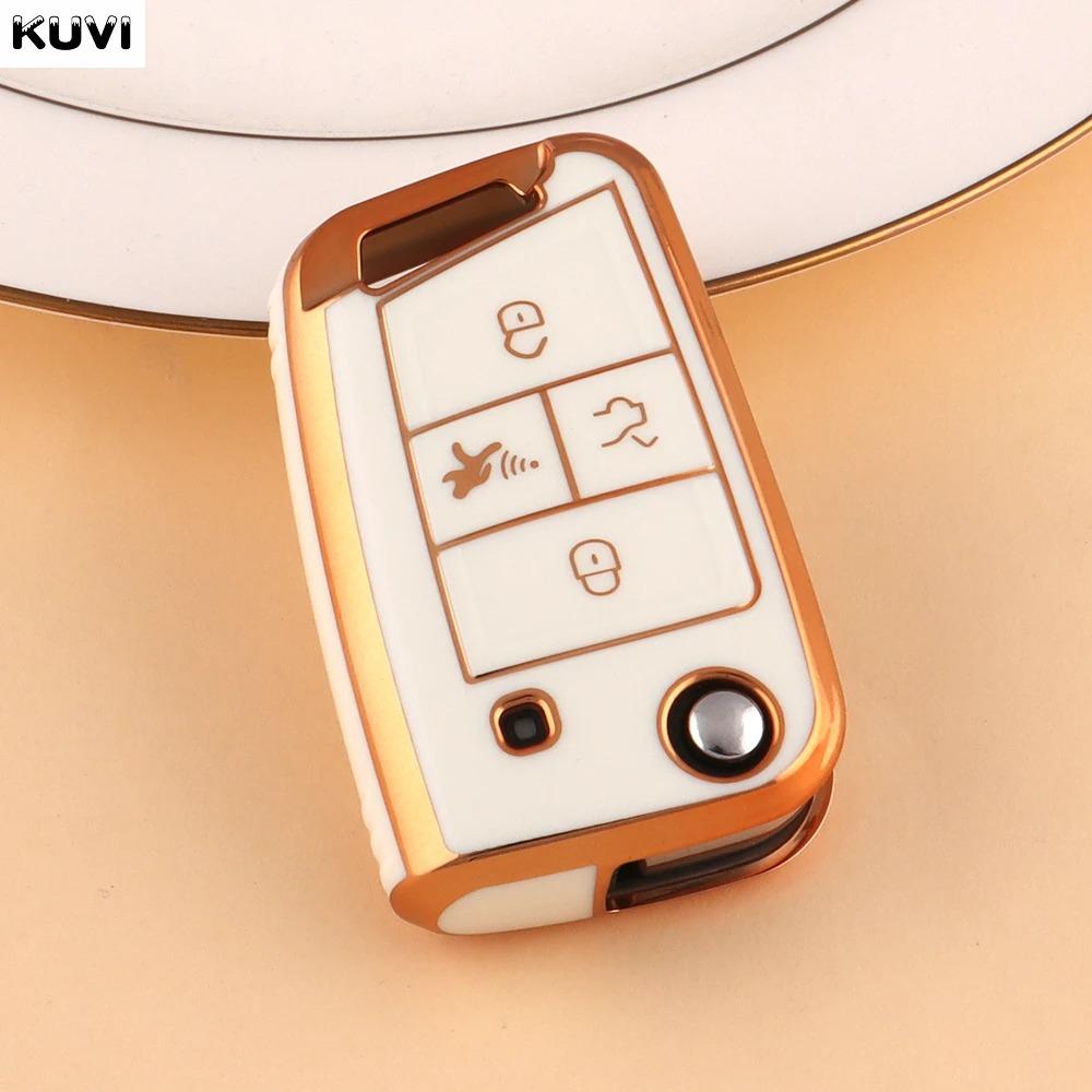 

ABS Carbon Fiber Car Key Case Cover Fob for VW Volkswagen Golf 7 MK7 Tiguan MK2 for SEAT Ateca Leon FR 2 Ibiza for Skoda Octavia