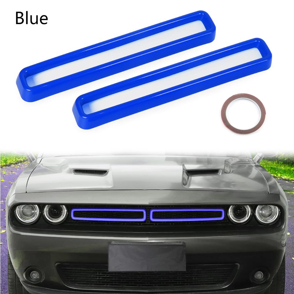 2 Stück Frontgrill Gitter Abdeckung Zierleiste für Dodge Challenger 2015- Schwarz Rot Blau Gelb