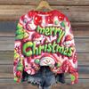 Ladies' Christmas Printed Long Sleeved Round Neck Hoodie Loose Top