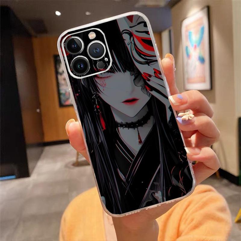 Phone Case For iphone 17ProMax 17 Pro 16 15 14 13 Pro Max 17 Air 15 16 Pro 15Plus Anime Girl With  Oni Mask