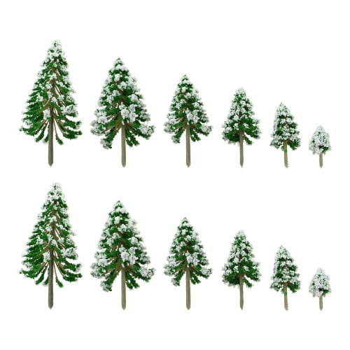 Yetaha Miniature Pine Trees, Snowy, Model Trees, Railway Model, Architectural Model Materials, Miniature Garden Scenery Collection, Set of 12, 5-15cm