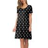 Women's Fashion Print Loose Casual Short-Sleeved Round Neck Pocket Dress