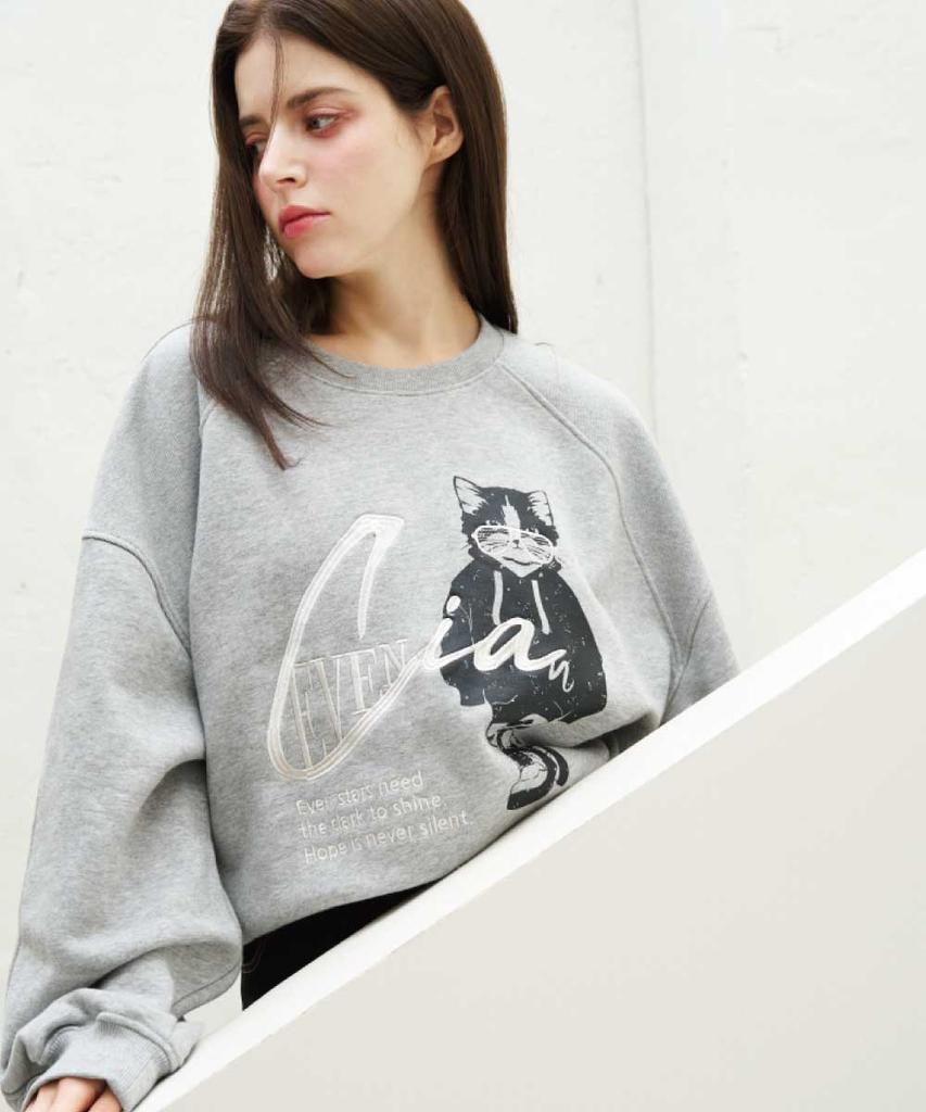 EVENCIA Sia Cat Melange Sweatshirt