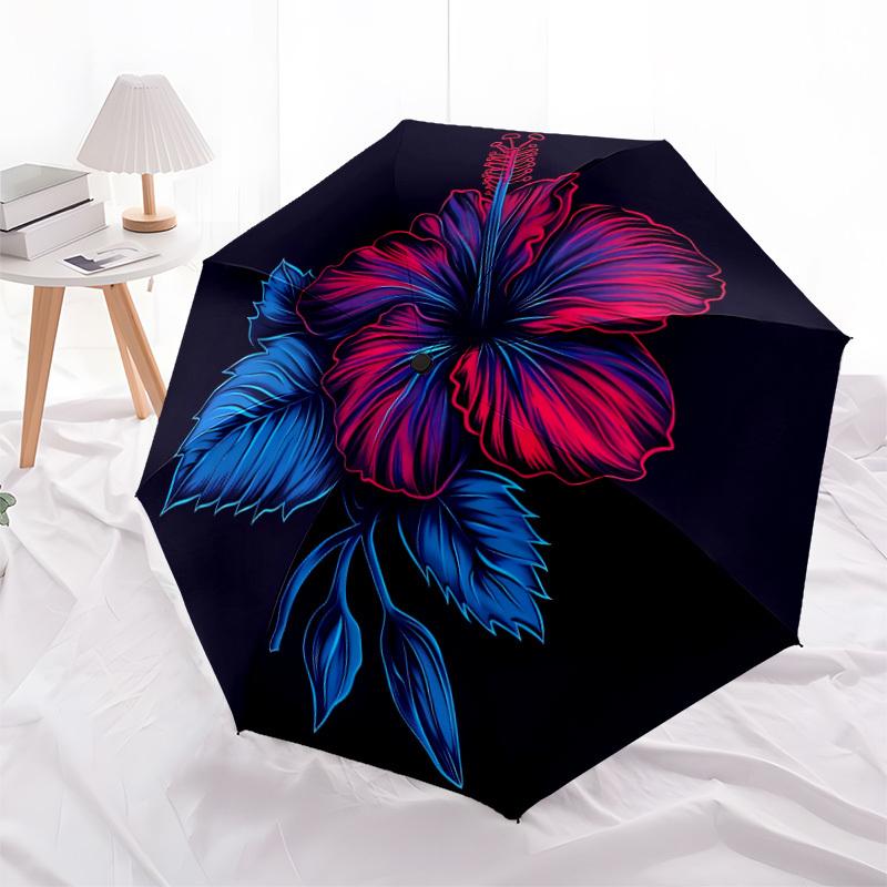 1pc Floral Bloom Automatic Open/close Folding Compact Umbrella, 8-Rib Sturdy Canopy, Lightweight Portable, Commuting Use, Gift, Outdoor Umbrella, Trav