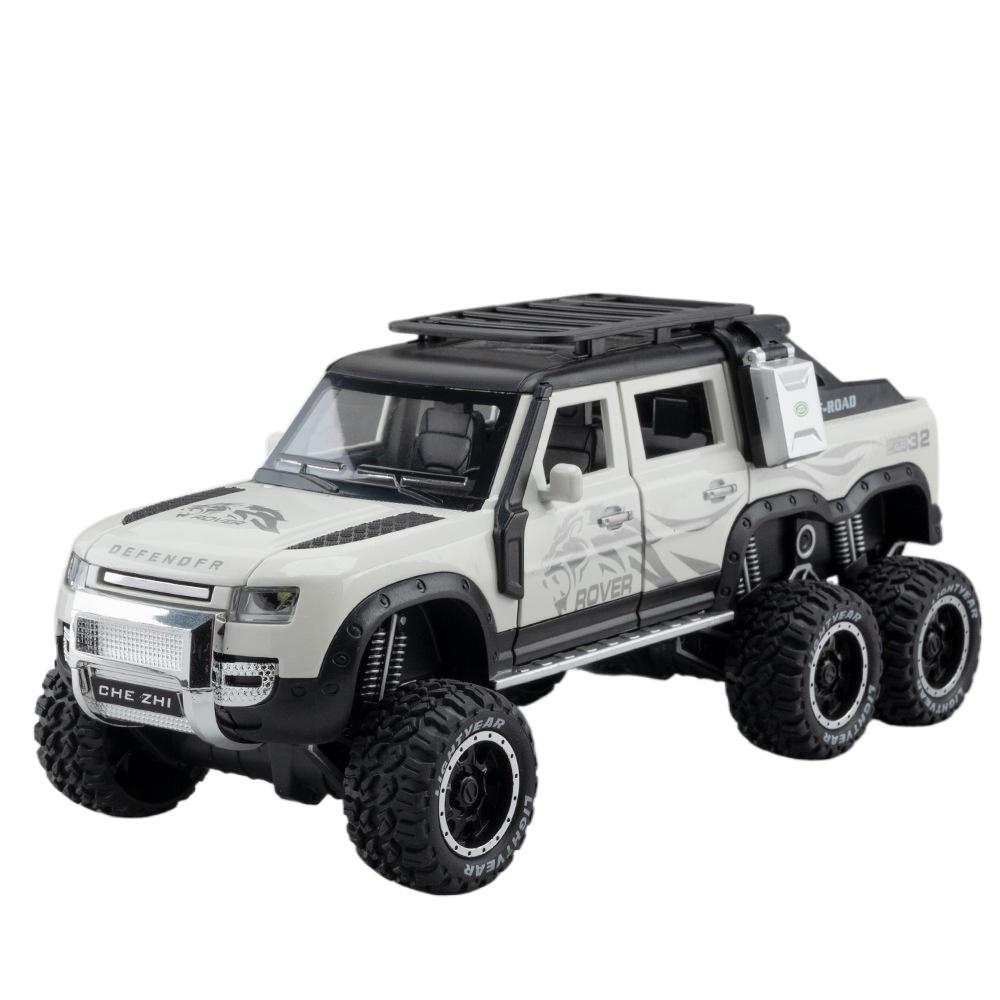 1/24 Land Range Rover Defender Alloy Pickup Car Model Diecasts Metal Off-road Vehicles Car Model Sound Light Childrens Toys Gift