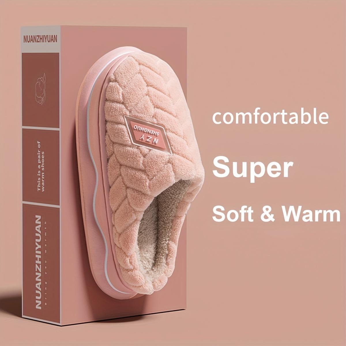 

Autumn and Winter Women s Slippers Indoor Home Warmth and Slip-Resistant Thick Sole Plush Slippers Men s Couple Slippers 36-37