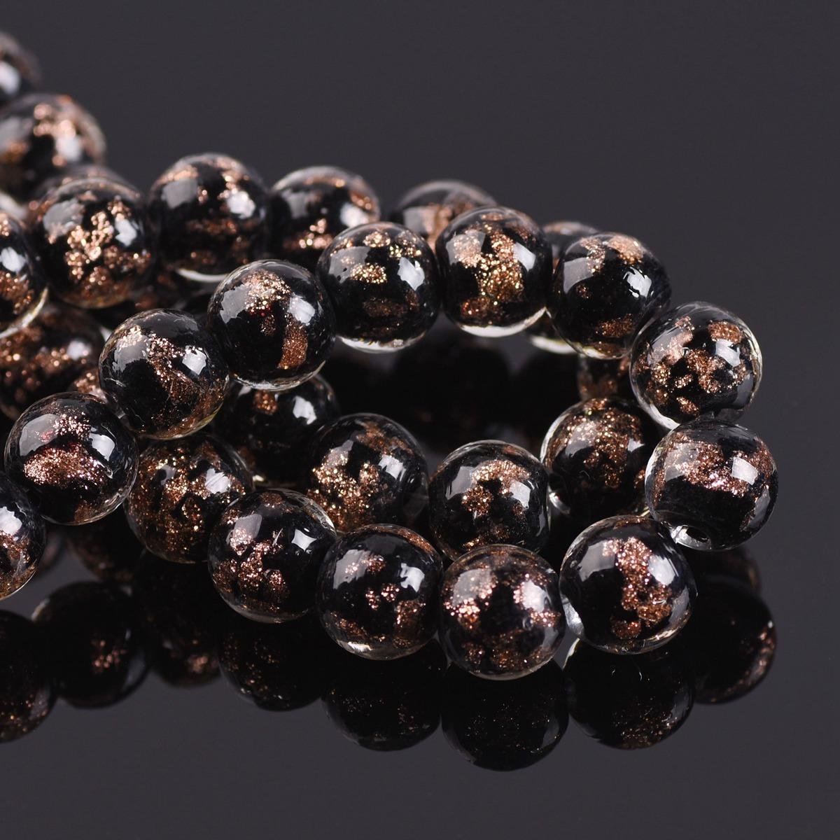 

10 шт. Круглые 8 мм 10 мм 12 мм Фольгированные Лэмпворк Стеклянные Свободные Бусины для DIY Поделок Ювелирных Изделий Браслетов Аксессуары 8mm-10pcs