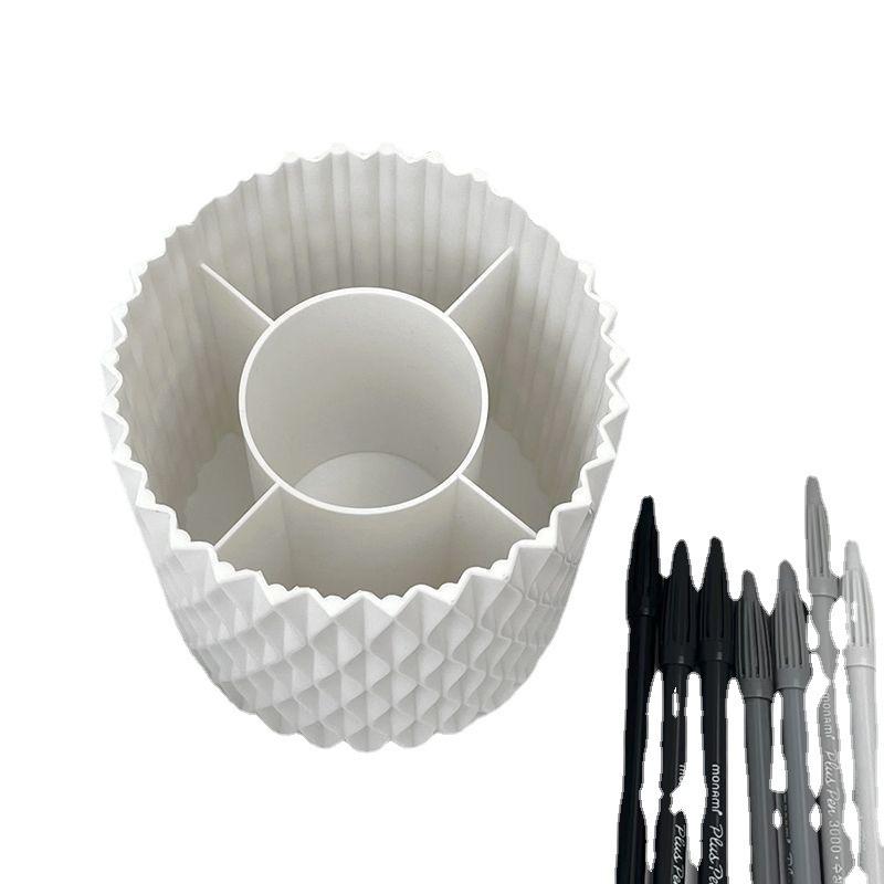 Round Desktop Cosmetic Organizer: Large Capacity Pen, Lipstick & Eyebrow Pencil Holder