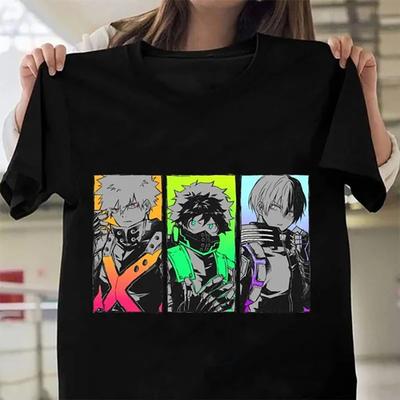Deku Bakugou Katsuki Todoroki Shoto Graphic Print Cool T-Shirt Crew Neck Loose Short Sleeve Tops