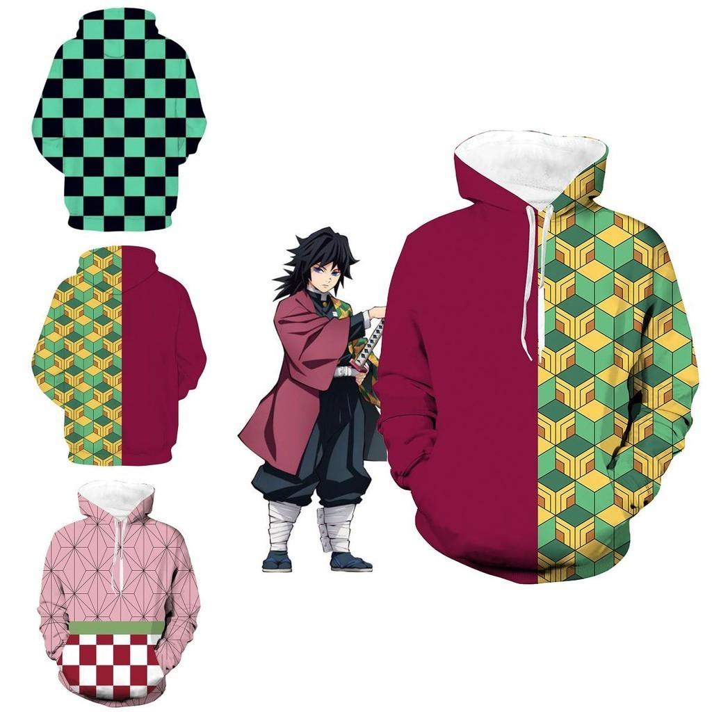 Felpa con Cappuccio 3D Stampata Demon Slayer Kimetsu No Yaiba Maglione Pullover Accogliente Cappotto
