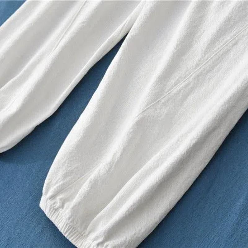 Women's Spring Summer New Chinese Style Patchwork Foot Binding Loose High-waisted Fashion Solid Color Casual Dad Pants