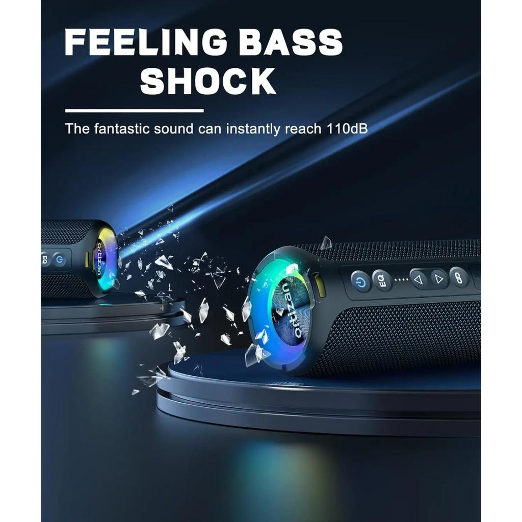 40W Loud Stereo Portable Wireless Bluetooth Speaker, IPX7 Waterproof Shower Speakers, Deep Bass, LED Light, Microphone, True Wireless Stereo