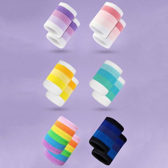 1 Pair Sports Wristband Sweat-absorbing Breathable Fabric Extra Soft Elastic Non-Fading Wrist Protection Polyester Children Wrist Support Sports