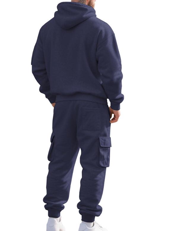 2025 Men's Multi-Pocket Casual Sports Half-Zip Hoodie Set