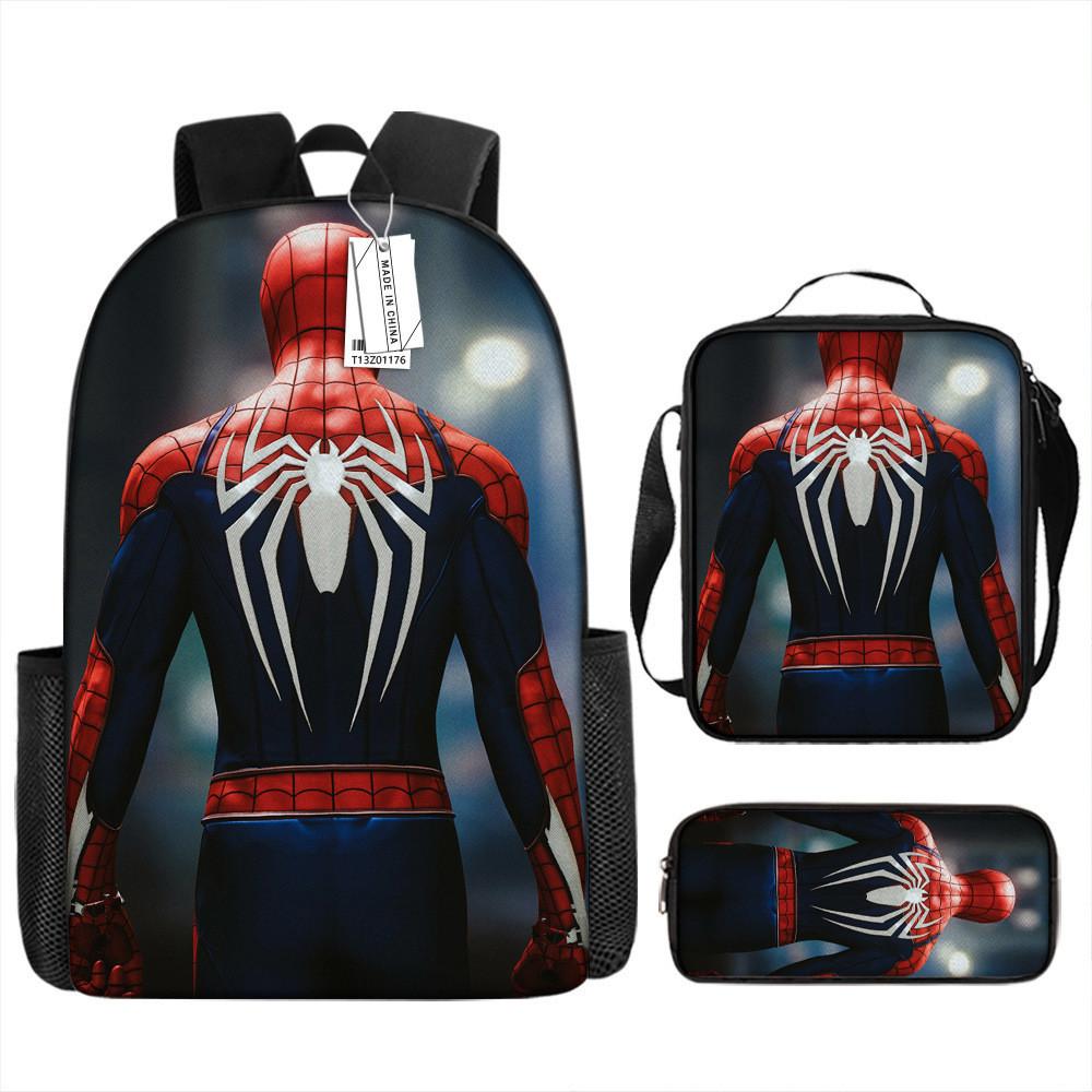 Spiderman School Backpack Set With Oxford Fabric Breathable Waterproof For Kids