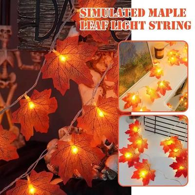 Orange Red Maple Leaf String Light Battery Powered Autumn Home Interior Decoration String Lights Christmas Holiday Decoration
