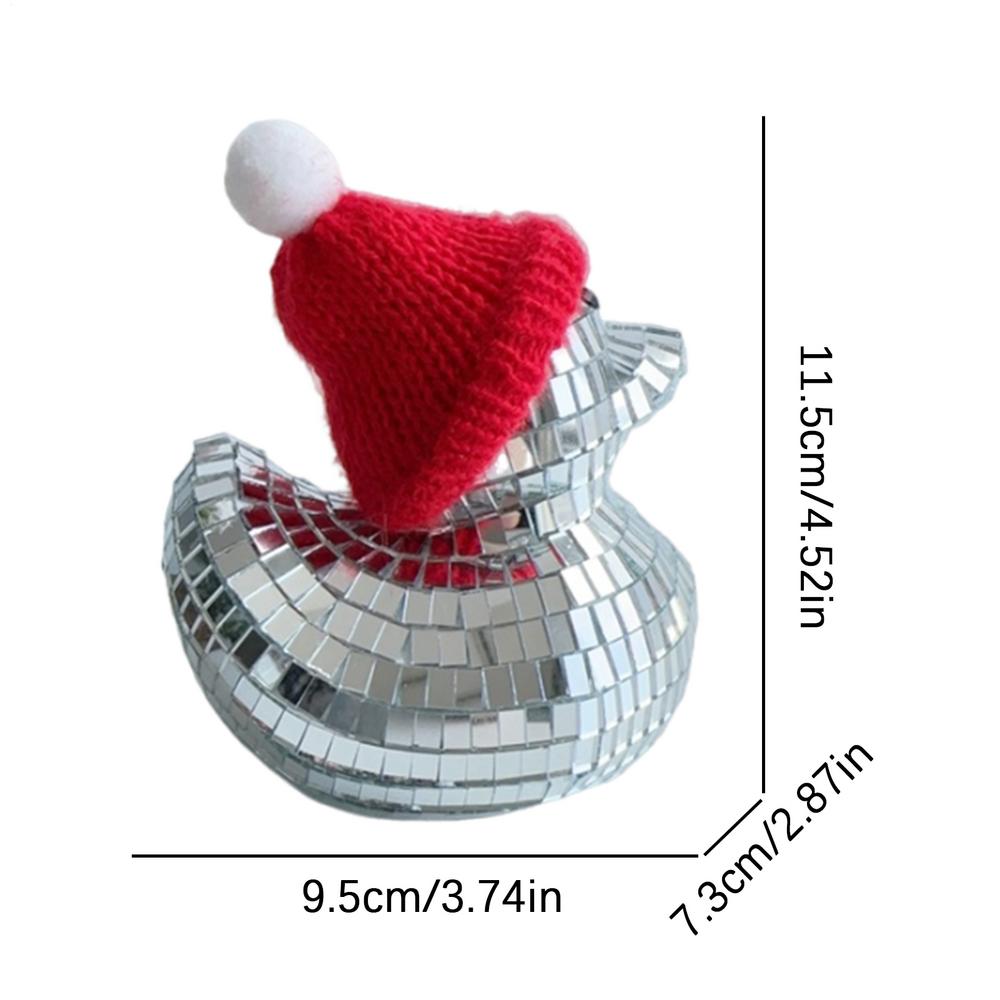 Small Disco Duck Decoration Christmas Foam Duck With Christmas Hat Glass Scene Decoration Dashboard Decor Glass Duck