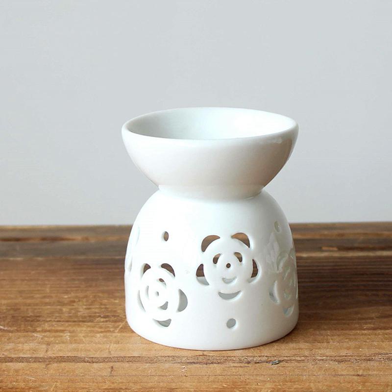 Bruciatore di aromi artigianale in ceramica fatto a mano con motivo a fiori cavi, bruciatore di oli essenziali, lampada a candela, molti stili, artigianato per ufficio e casa, decorazione