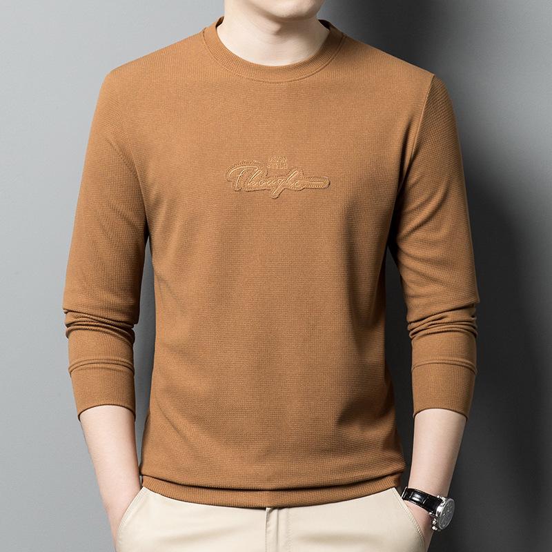 Spring and Autumn New Men's Round Neck T-Shirts for Young and Middle-aged Casual Trendy Sweaters Bottoming Shirts