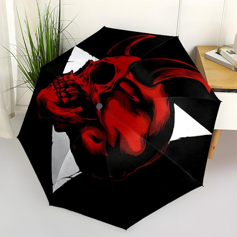 1pc Devil Horns Fashionable Automatic Opening/Closing Folding Umbrella with 8 Bones, Windproof Portable, Daily Use051