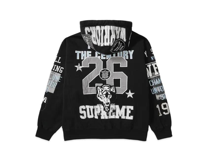 Supreme Warriors AppliquA Zip Up Hooded Sweatshirt "Black"