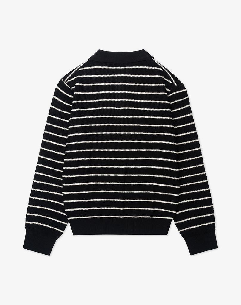 WORK ON BODY OFF Easyon Semi-Overfit Striped Collar Knit [Black]