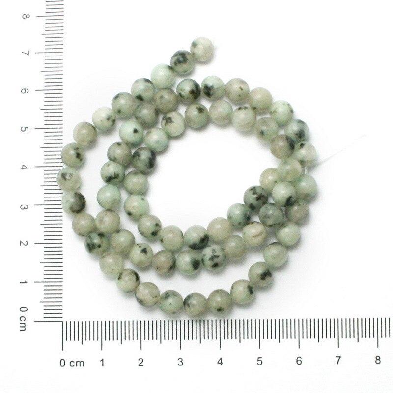 Natural Stone Smooth Tian Shan Round Loose Beads For Jewelry Making Green Black Dot Semiprecious DIY 4-10mm Bracelet Accessories