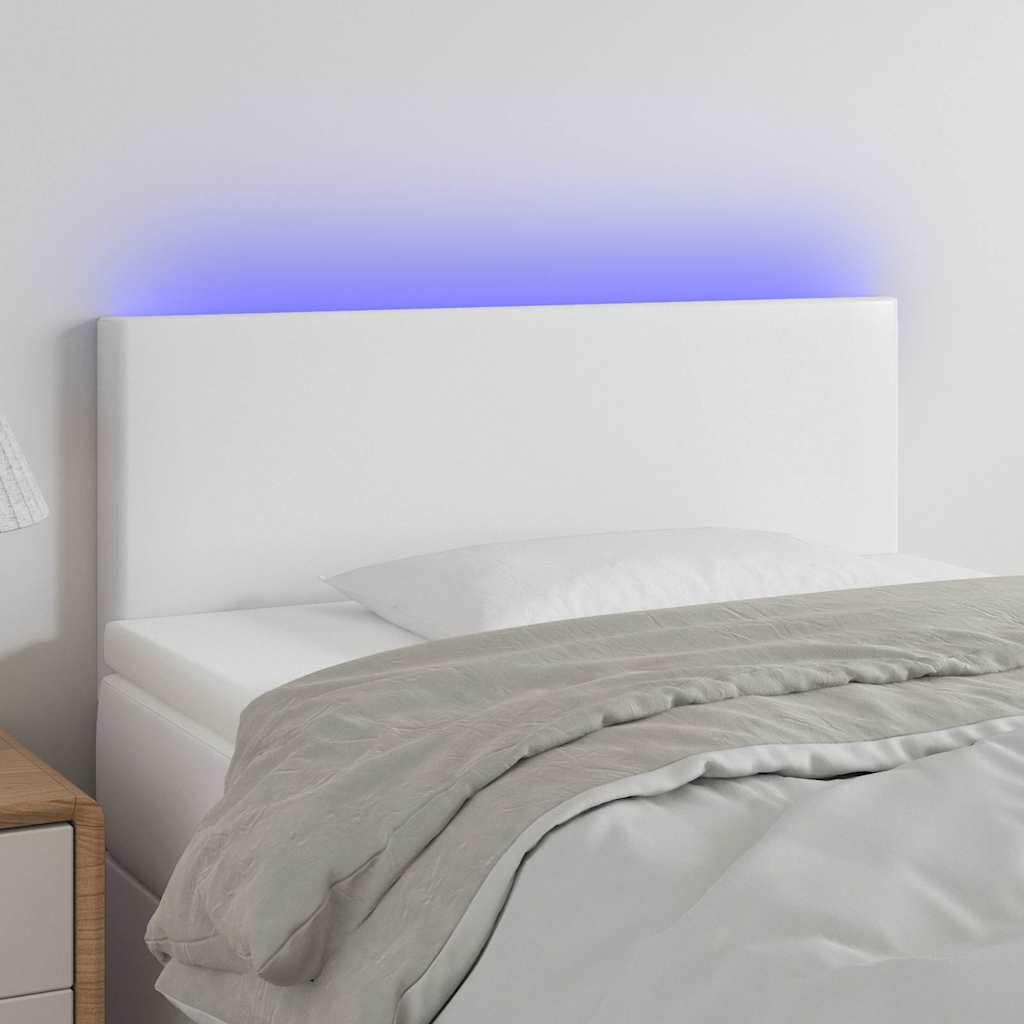 vidaXL LED Kopfteil Weiß 100x5x78/88 cm Kunstleder