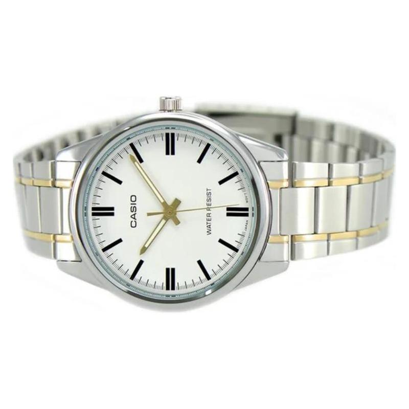 CASIO 30 meters waterproof Quartz Steel Strap men s watch white dial MTP-V005SG-7AUDF золотой