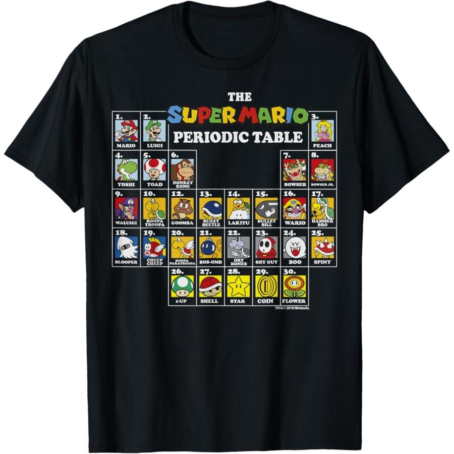 Super Mario Periodic Table Of Characters Graphic T-Shirt XXXXXL чёрный