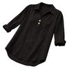 Women's Seven-Sleeve Cotton Linen Lapel Shirt - Solid Color, Casual, Breathable