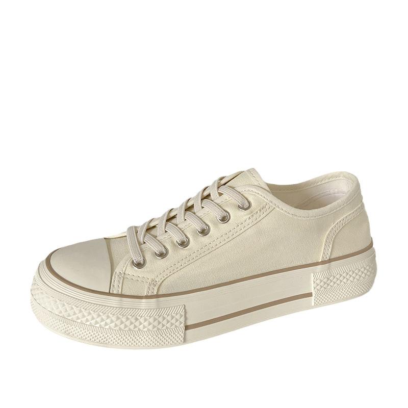 GD31 cream white shoes women's summer thin elastic bands ins trendy versatile student with skirt retro canvas shoes