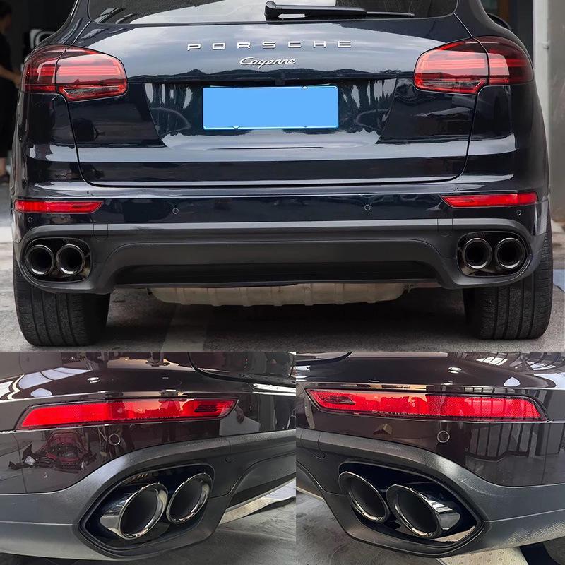 Stainless Steel Round Muffler Tailpipe for 2015-2017 Porsche Cayenne GTS Three-Layer Exhaust Pipe