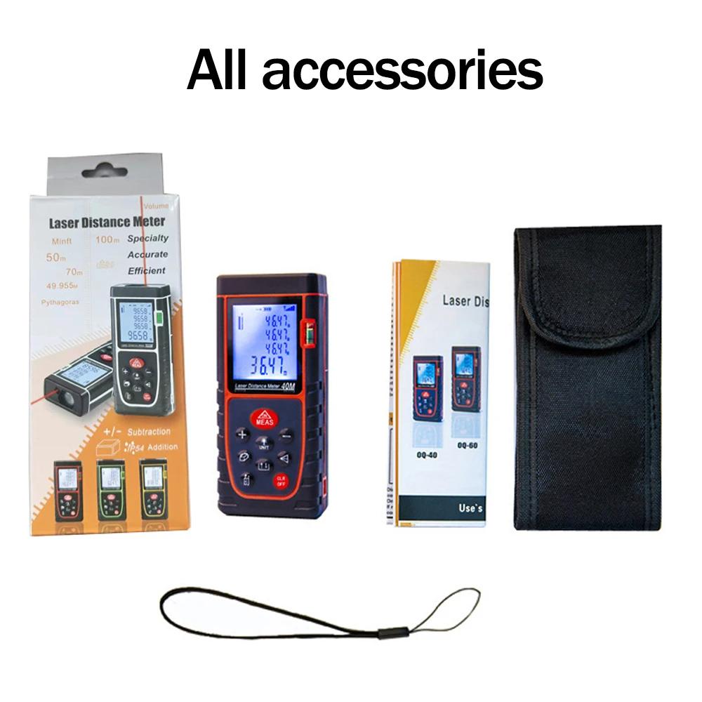 Laser Rangefinder 40M 60M 80M 100M Rangefinder with Backlight Tape Measure Rangefinder Build Measuring Equipment Ruler Test Tool