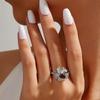 Wunderschönes Blumendesign Natürlicher Granat gepaart mit weißem Zirkon Damen Ring Ohrringe Schmuckset 925 Silber Jubiläumsgeschenk
