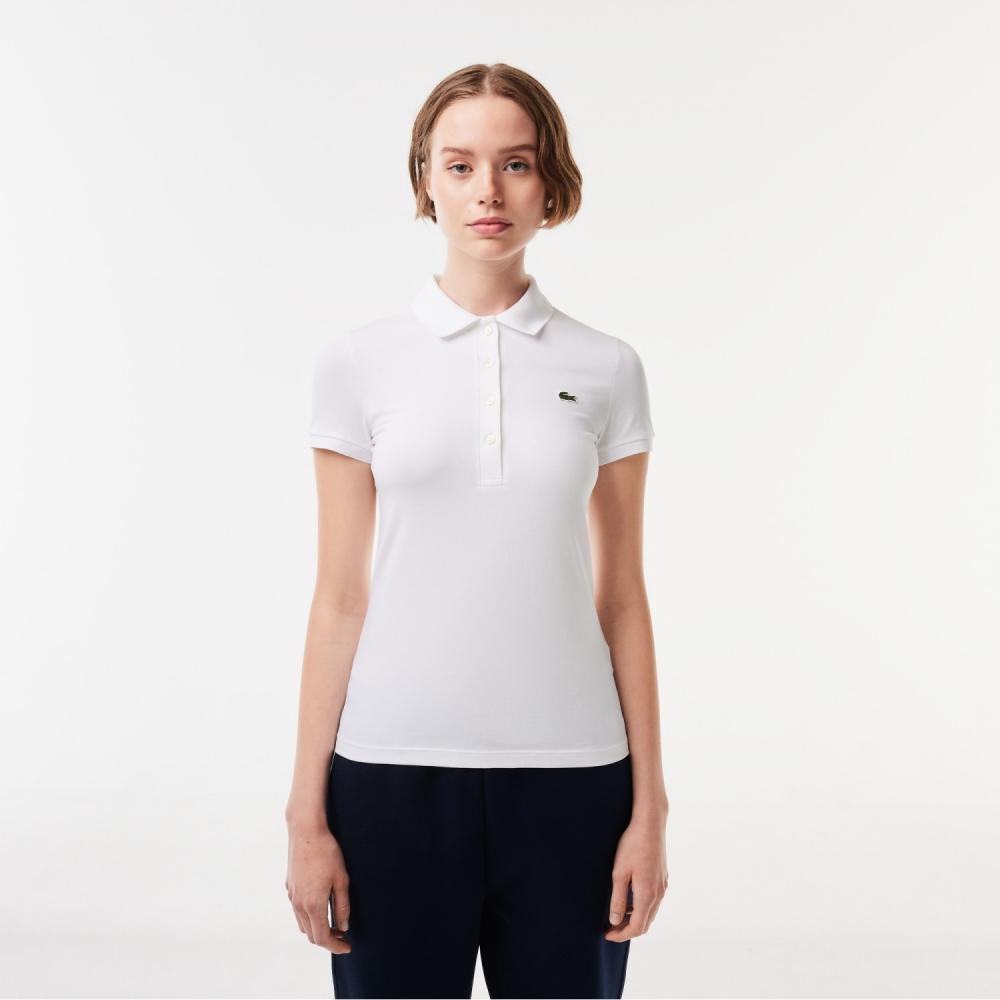 

LACOSTE Женская рубашка узкого кроя из хлопка пике с короткими рукавами DF3443 53N 001