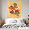 Autumn Cozy House Apple Boot Coffee Cup Wall Tapestry Machine Washable All Season Decor Print Fall Theme Design Home Quick Setup