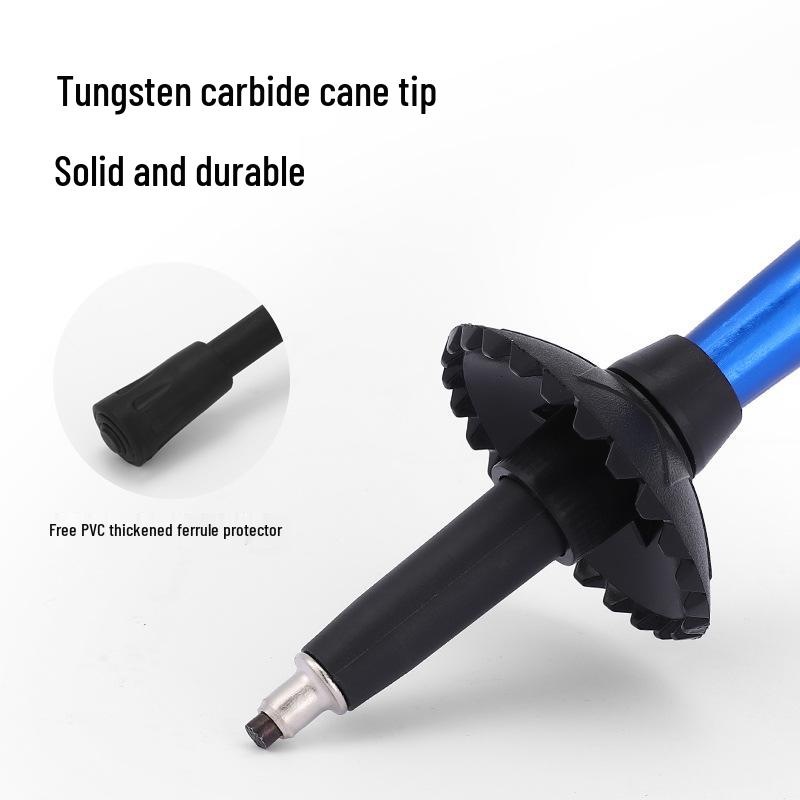 Outdoor Aluminum Trekking Pole/Walking Stick: Straight, T-Grip, Curved, Telescopic Options for Hiking and Skiing.