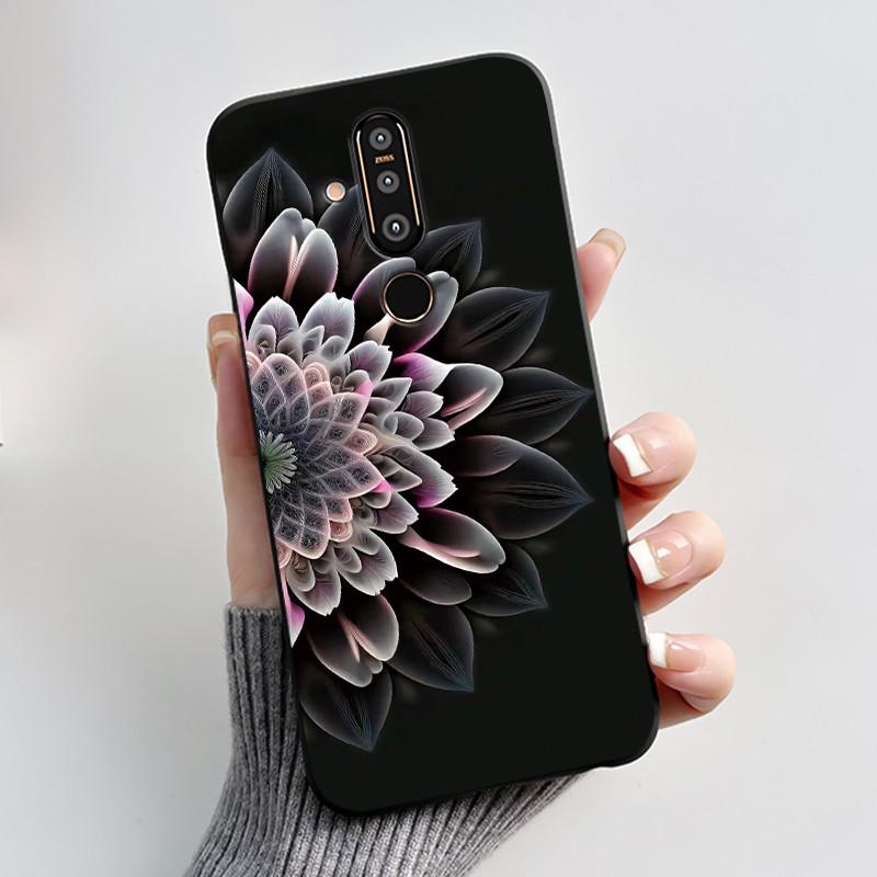 Case For Nokia 8.1 Plus/Nokia X71 Phone Casing Vast Grasslands With Beautiful WildFlowers Pattern Soft Black Anti-Scratch Case