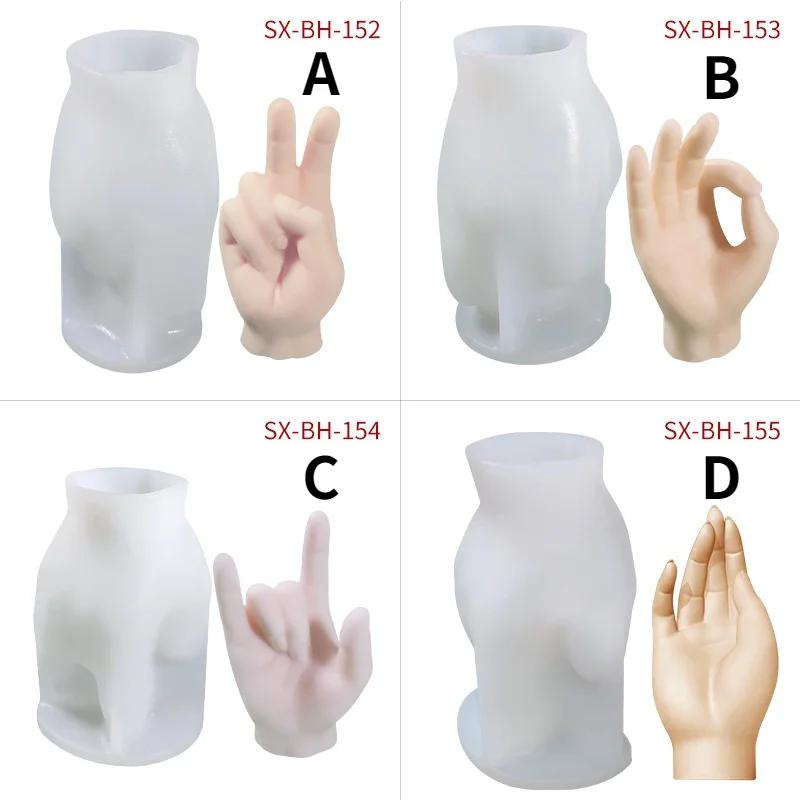 Silicone Candle Mold Creative Gesture Aromatherapy Candle Making Supplies Wax Mould Plaster Chocolate Soap Molds Home Decoration