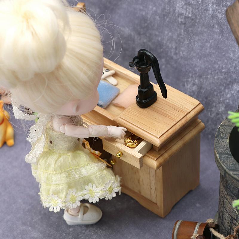 1:12 Dollhouse Miniature Bathroom Sink Cupboard Kitchen Wash Basin Drawer Furniture Model Decor Toy Doll House Accessories