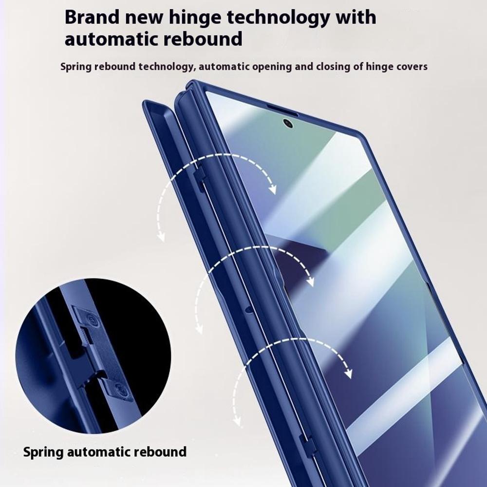 For Samsung Galaxy Z Fold7 5G Magnetic Case Hard PC Phone Cover with HD Tempered Glass Film,Lens Kickstand