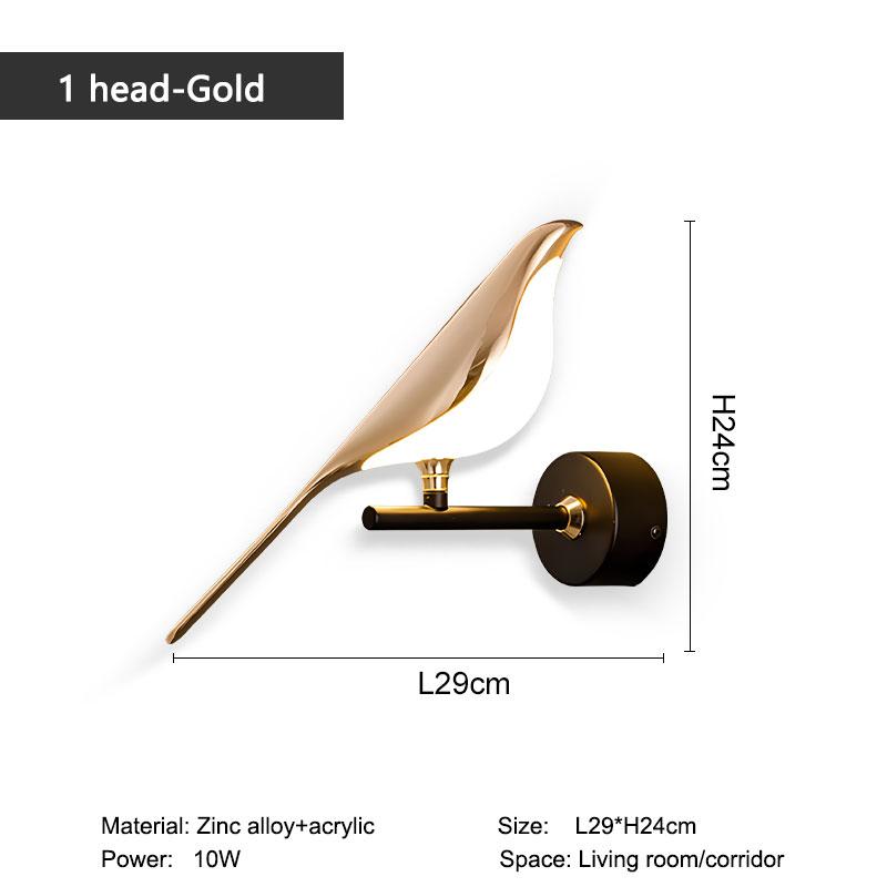 Creative Bird 360° Rotatable LED Wall Lamps Bedroom Bedside Indoor Golden Touch Switch LED Wall Lights Wall Sconce Home