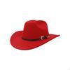 Cowboy Fedora Hat, Wool Fabric, Adjustable, Unisex, Outdoor 5658cm Red